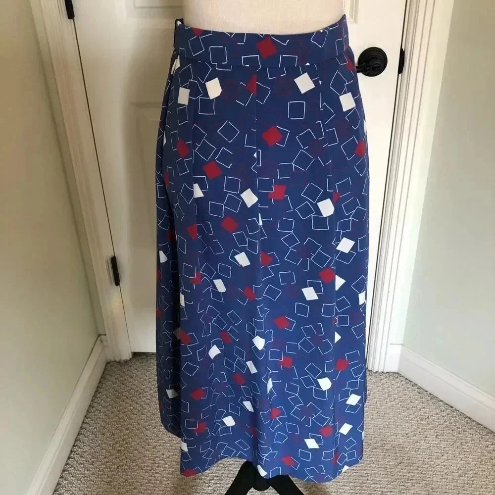 Vintage MCM 𝅺Pendleton blue retro geometric flair skirt‎ size L